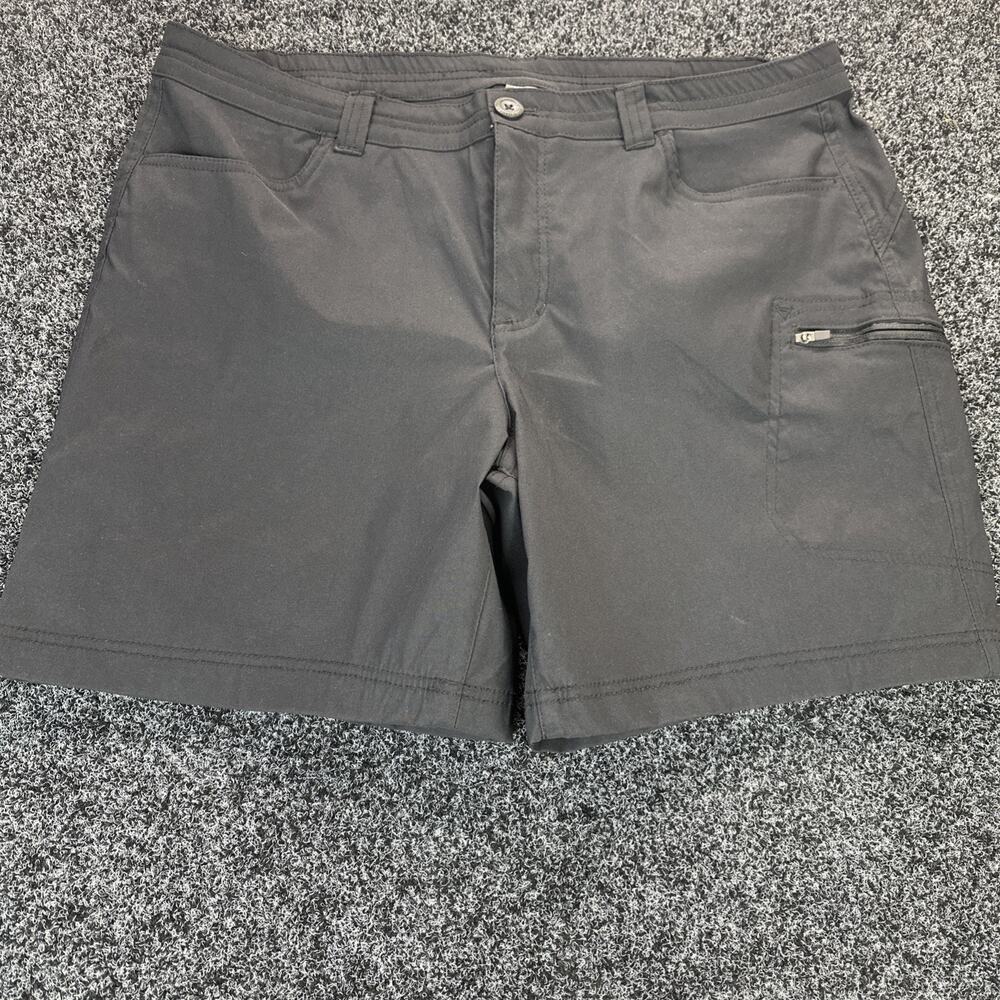 Eddie Bauer Chino Shorts Women’s 16 Black Solid Flat Front Pockets Button